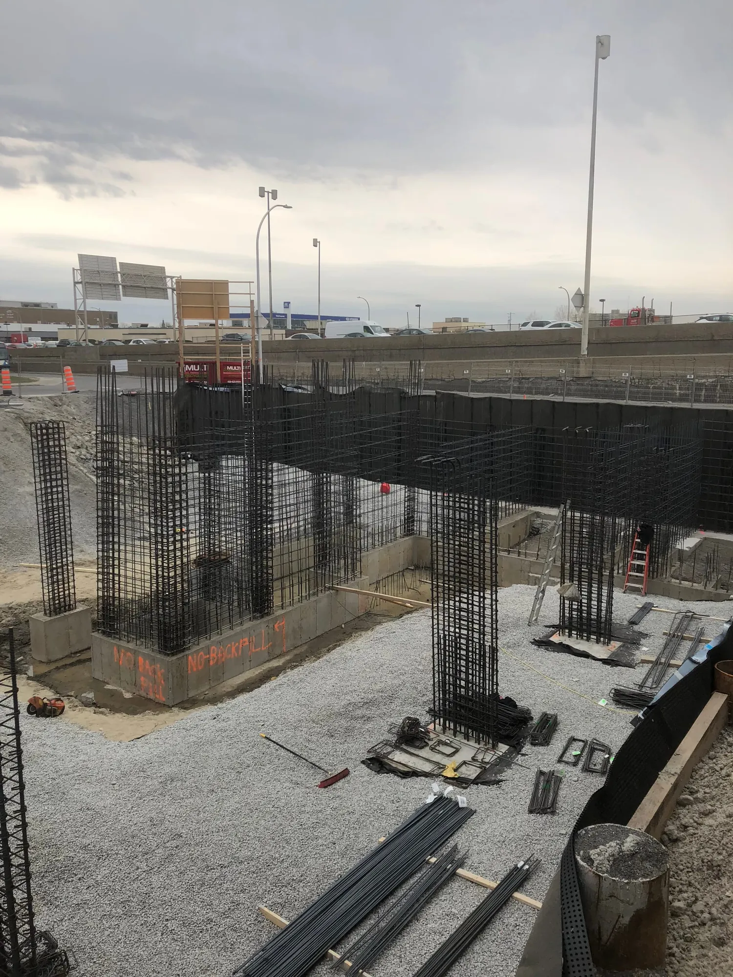 Acier d’armature préparé pour des fondations en béton